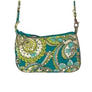 Vera Bradley Small Handbag Shoulder Bag Clutch in Blue and Green Quilted Pattern